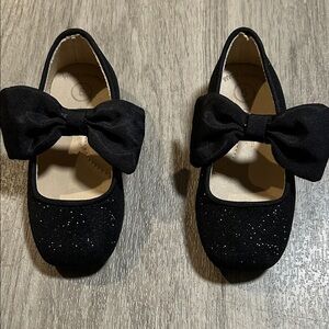 Cat & Jack Sparkly Black Kids Dress Shoes with Bow